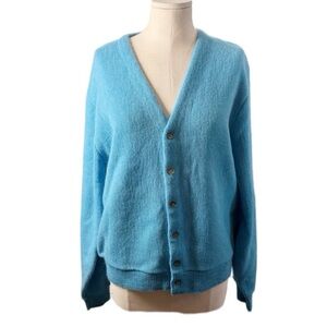 Brent Blue Button-Up Men's Sweater. Excellent Vintage Cond. Listed XL. EST Med.